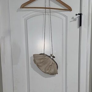 Romy Cream Gathered Clutch with Chain